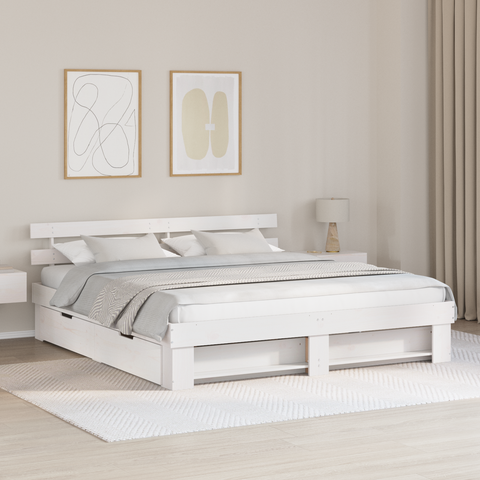 vidaXL White 200 x 200 cm Solid pine wood and Solid pine wood