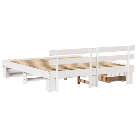 vidaXL with Drawer with Headboard with Storage White 180 x 200 cm Solid wood