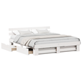 vidaXL with Drawer with Headboard with Storage White 180 x 200 cm Solid wood