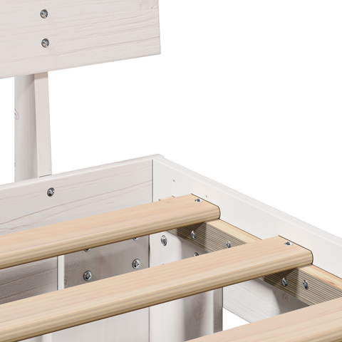 vidaXL with Drawer with Headboard with Storage White 160 x 200 cm Solid pine wood