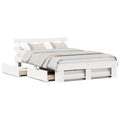 vidaXL with Drawer with Headboard with Storage White 160 x 200 cm Solid pine wood