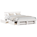 vidaXL with Drawer with Headboard with Storage White 160 x 200 cm Solid pine wood