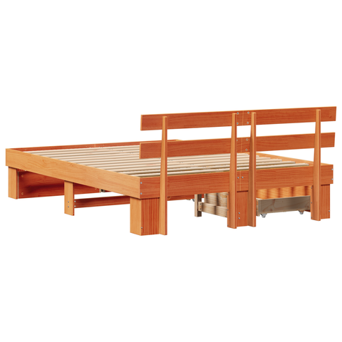 vidaXL with Drawer with Headboard with Storage Wax brown 160 x 200 cm Wood