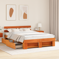 vidaXL with Drawer with Headboard with Storage Wax brown 160 x 200 cm Wood