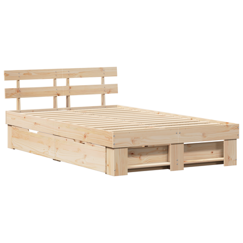 vidaXL Bed Frame with Drawers 140x190 cm Solid Pine Wood
