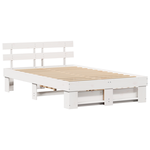 vidaXL Bed Frame with Drawers White 135x190 cm Solid Pine Wood