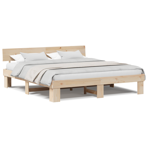 vidaXL with Headboard Brown 200 x 200 cm Solid pine wood