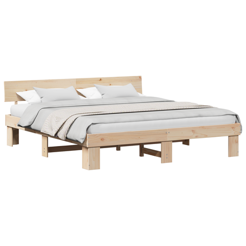 vidaXL with Headboard Brown 200 x 200 cm Solid pine wood
