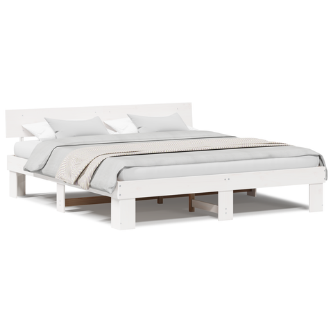 vidaXL with Headboard White 200 x 200 cm Wood