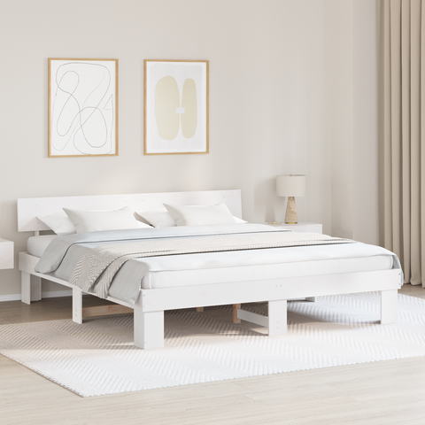 vidaXL with Headboard White 200 x 200 cm Wood