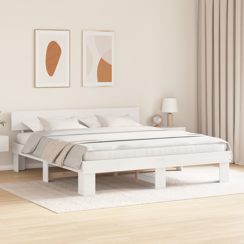 vidaXL with Headboard White 200 x 200 cm Wood