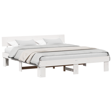 vidaXL with Headboard White 200 x 200 cm Wood