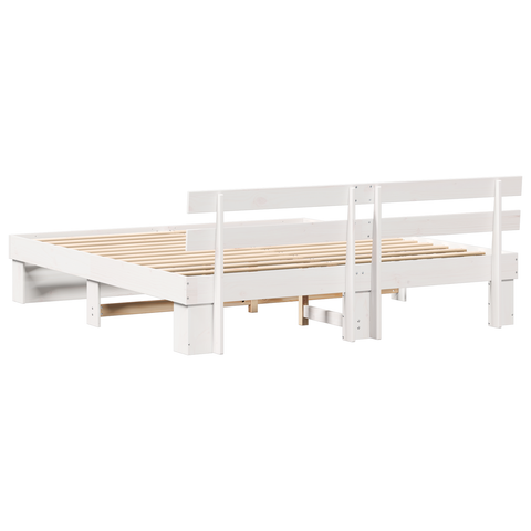 vidaXL with Headboard White 200 x 200 cm Solid pine wood