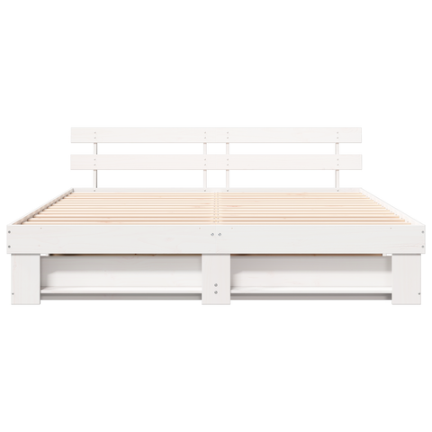 vidaXL with Headboard White 200 x 200 cm Solid pine wood