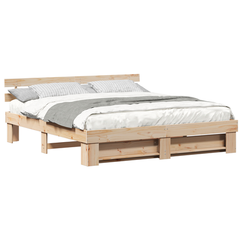 vidaXL with Headboard Brown 180 x 200 cm Solid pine wood
