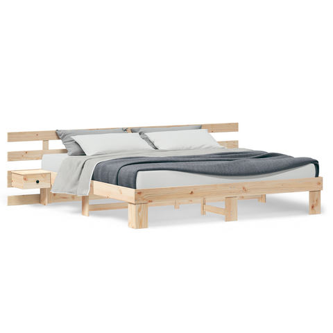 vidaXL with Drawer Brown 200 x 200 cm Solid pine wood