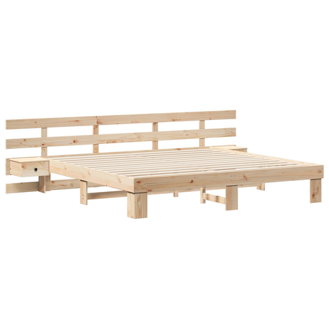 vidaXL with Drawer Brown 200 x 200 cm Solid pine wood