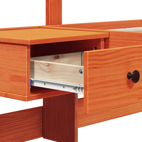 vidaXL with Drawer Brown 200 x 200 cm Solid pine wood