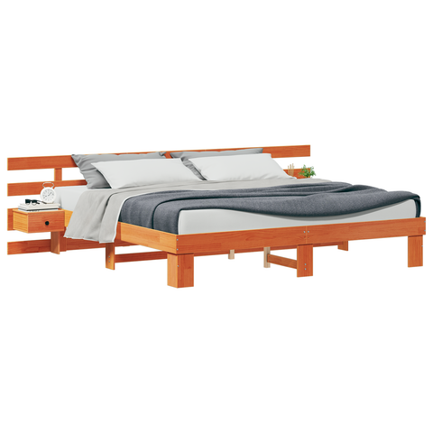 vidaXL with Drawer Brown 200 x 200 cm Solid pine wood