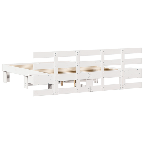 vidaXL White 160 x 200 cm Solid pine wood and Solid pine wood