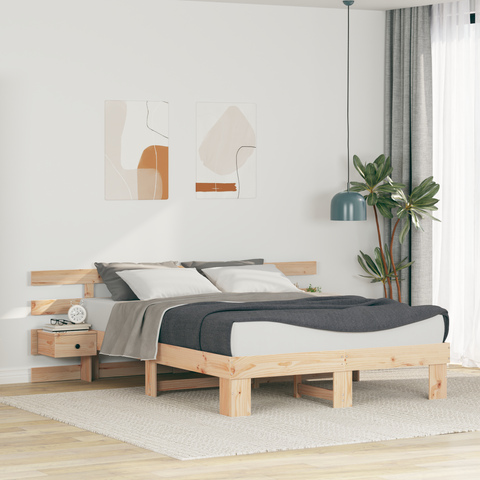 vidaXL with Drawer Brown 150 x 200 cm Solid pine wood