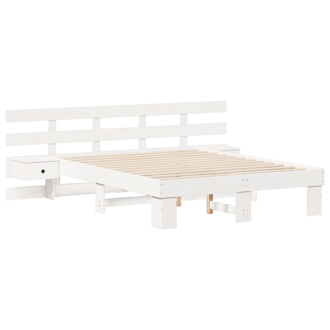 vidaXL White 140 x 190 cm Solid pine wood and Solid pine wood