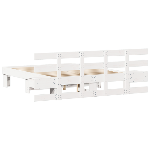 vidaXL White 140 x 190 cm Solid pine wood and Solid pine wood