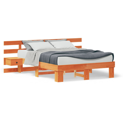 vidaXL Brown 135 x 190 cm Solid pine wood and Solid pine wood