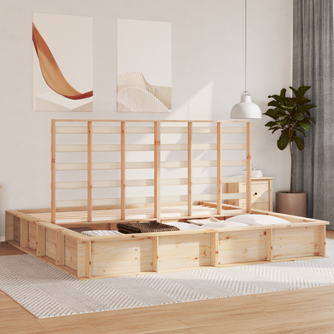 vidaXL with Storage Manual Brown 200 x 200 cm Pine wood