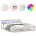 vidaXL with LED Strip Lights with Headboard White 200 x 200 cm Wood