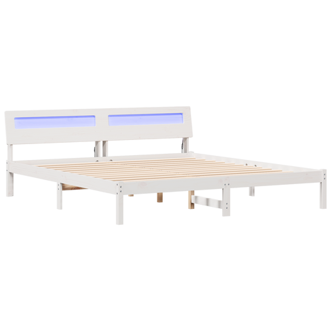 vidaXL with LED Strip Lights with Headboard White 200 x 200 cm Wood