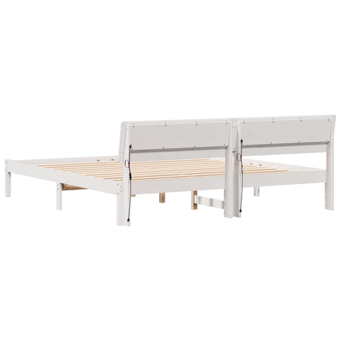 vidaXL with LED Strip Lights with Headboard White 200 x 200 cm Wood