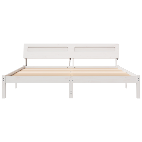 vidaXL with LED Strip Lights with Headboard White 200 x 200 cm Wood