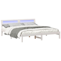 vidaXL with LED Strip Lights with Headboard White 200 x 200 cm Wood
