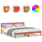 vidaXL with LED Strip Lights with Headboard Brown 200 x 200 cm Solid wood