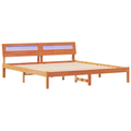 vidaXL with LED Strip Lights with Headboard Brown 200 x 200 cm Solid wood