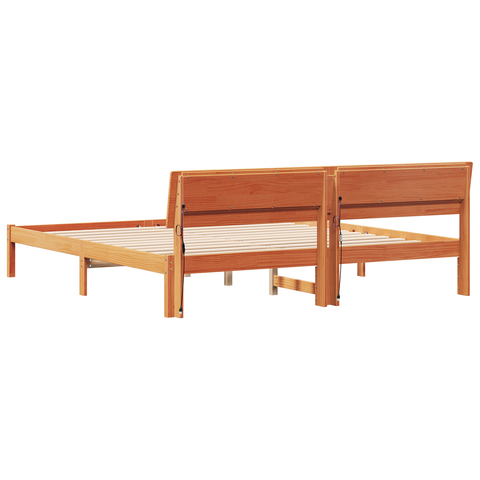 vidaXL with LED Strip Lights with Headboard Brown 200 x 200 cm Solid wood