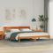 vidaXL with LED Strip Lights with Headboard Brown 200 x 200 cm Solid wood
