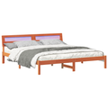 vidaXL with LED Strip Lights with Headboard Brown 200 x 200 cm Solid wood