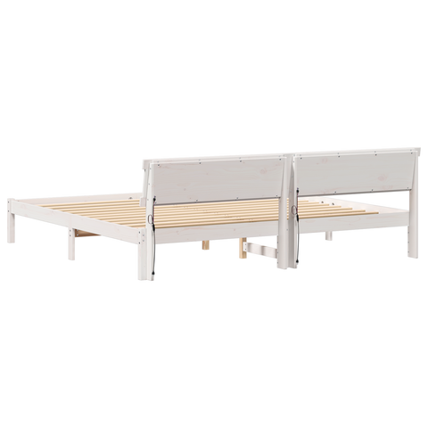 vidaXL with LED Strip Lights with Headboard White 200 cm x 200 cm Metal and Wood