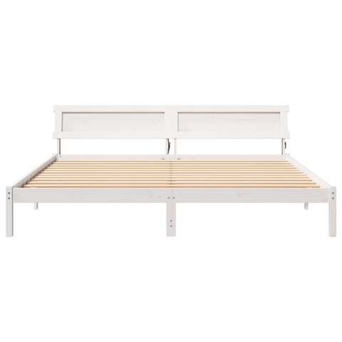 vidaXL with LED Strip Lights with Headboard White 200 cm x 200 cm Metal and Wood