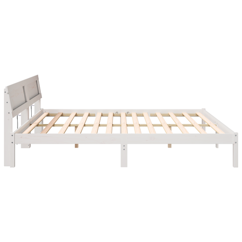 vidaXL with LED Strip Lights with Headboard White 200 cm x 200 cm Metal and Wood