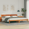 vidaXL with LED Strip Lights with Headboard Brown 200 x 200 cm Wood