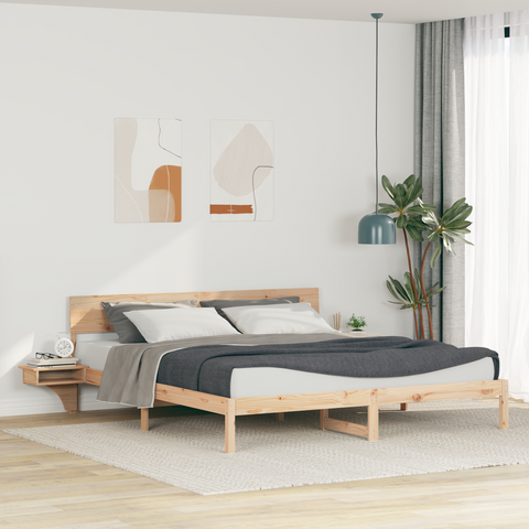 vidaXL with Headboard Brown 200 x 200 cm Solid pine wood