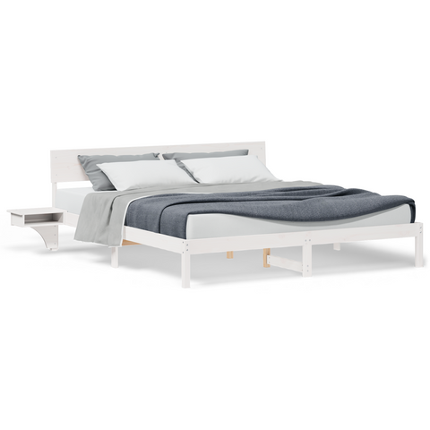 vidaXL with Headboard White 200 x 200 cm Solid pine wood