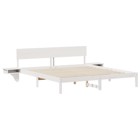 vidaXL with Headboard White 200 x 200 cm Solid pine wood