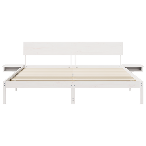 vidaXL with Headboard White 200 x 200 cm Solid pine wood
