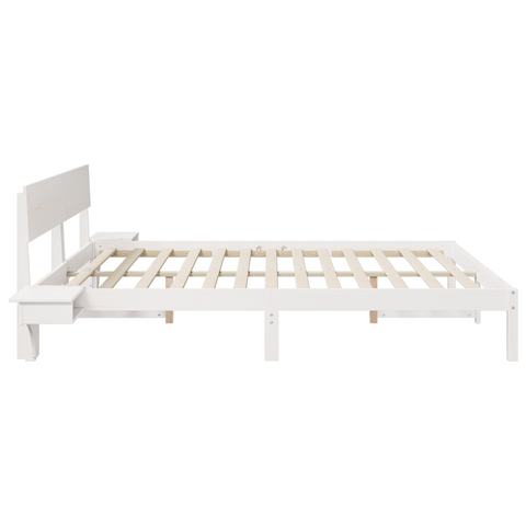 vidaXL with Headboard White 200 x 200 cm Solid pine wood