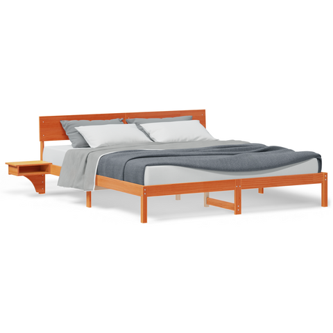 vidaXL with Headboard Wax brown 200 x 200 cm Solid pine wood