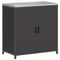 vidaXL with Shelf with Storage with Door Adjustable 2 pcs Black Cold-rolled steel